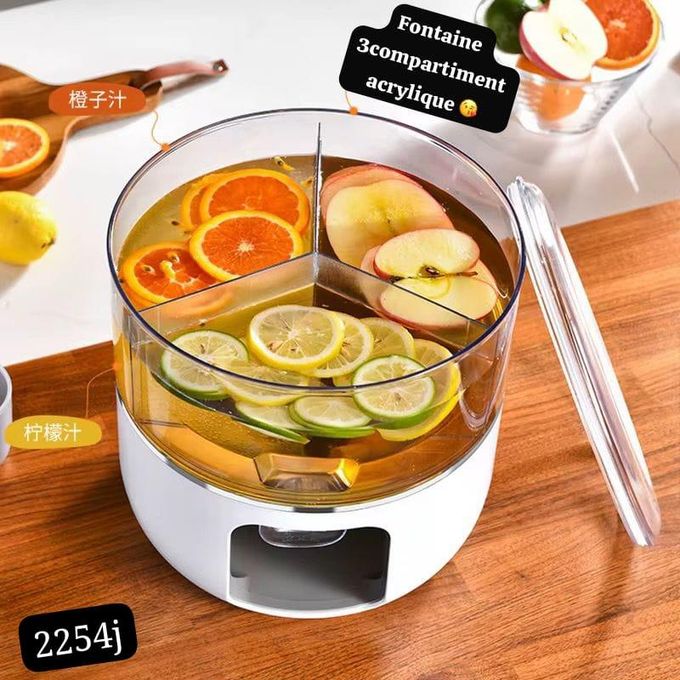 1 Distributeur de jus - Eau - Plastique avec 3compartiments 1 Distributeur de jus - Eau - Plastique avec 3compartiments