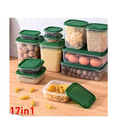 Boîtes de Conservation Alimentaire - 17Pcs/Set Coffret De Conservation De Fraîcheur Boîte À Lunch En Plastique Réfrigérateur De Cuisine Emballage D'ingrédients Boîte À Lunch Pour Micro-Ondes - Electro Dakar Sénégal