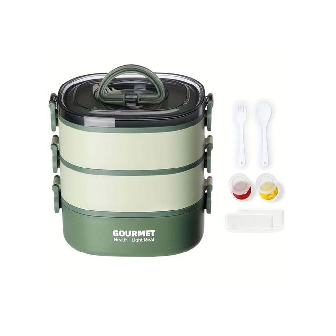 3 Layers 2L Large Capacity Lunch Box, Stainless Steel Insulated Lunch Box 3 Layers 2L Large Capacity Lunch Box, Stainless Steel Insulated Lunch Box
