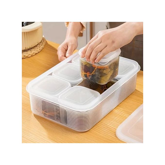 6+1Pcs Airtight Food Storage Container Set with Lid - White 6+1Pcs Airtight Food Storage Container Set with Lid - White