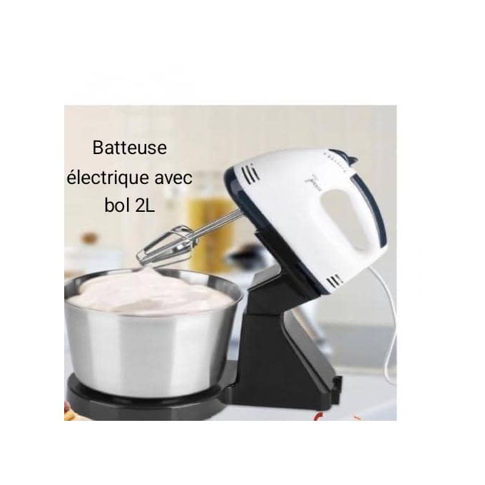 Batteur électrique - Batteur sur socle acier inoxydable et pot de mélange 2L Batteur électrique - Batteur sur socle acier inoxydable et pot de mélange 2L