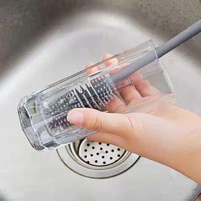 brosse de nettoyage en silicone pour avec manche pour verres, bouteilles, biberons... brosse de nettoyage en silicone pour avec manche pour verres, bouteilles, biberons...