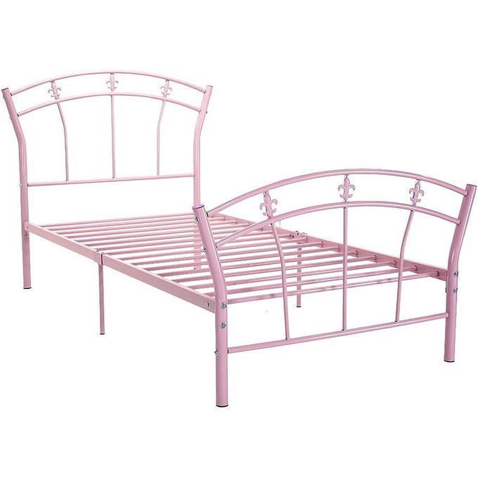 Cadre de lit en métal simple et élégant pour chambre d'enfant fille - 208x95x28cm - Rose Cadre de lit en métal simple et élégant pour chambre d'enfant fille - 208x95x28cm - Rose