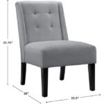 Chaise d'appoint capitonnée moderne avec pieds en bois massif, gris