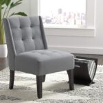 Chaise d'appoint capitonnée moderne avec pieds en bois massif, gris