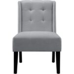 Chaise d'appoint capitonnée moderne avec pieds en bois massif, gris