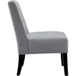 Chaise d'appoint capitonnée moderne avec pieds en bois massif, gris