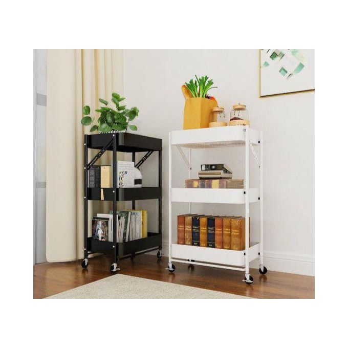 Chariot de rangement COULISSANT à 3 niveaux avec 3 paniers de rangement Chariot de rangement COULISSANT à 3 niveaux avec 3 paniers de rangement