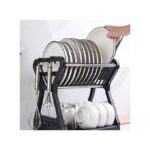 Double Kitchen Dishwasher, Plates Shelf, Storage Shelf, Drainer - Black
