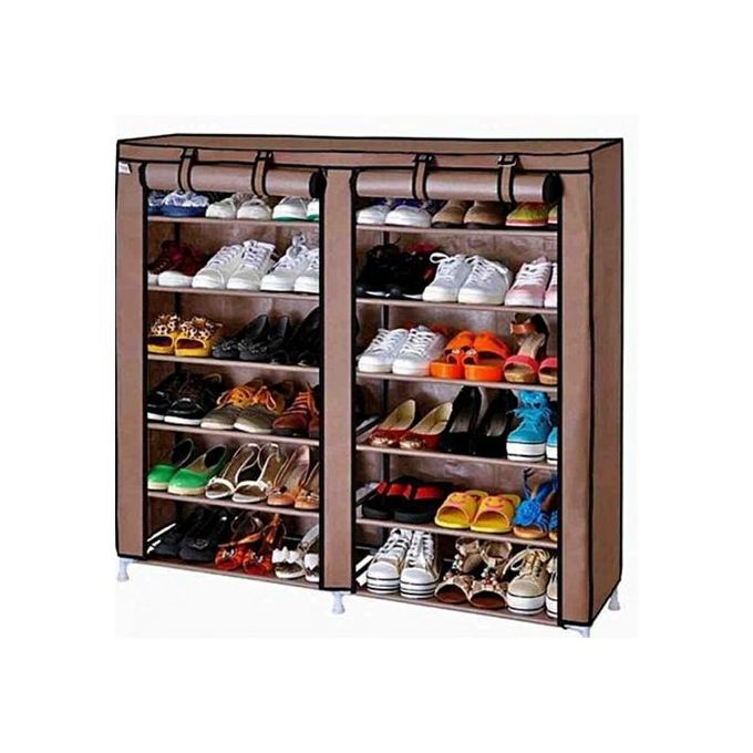 Double Range Chaussures - 12 étagères - Marron - 36 paires Double Range Chaussures - 12 étagères - Marron - 36 paires