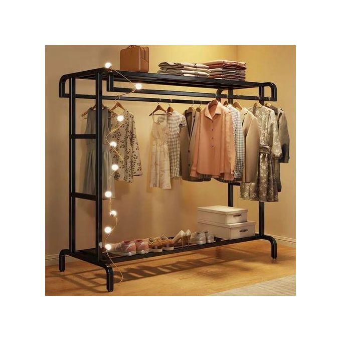 Double tringle à vêtements penderie chariot à manteau commercial portable portant à vêtements mobile grand espace avec étagères de rangement inférieures et 4 roues pour entrée... Double tringle à vêtements penderie chariot à manteau commercial portable portant à vêtements mobile grand espace avec étagères de rangement inférieures et 4 roues pour entrée...