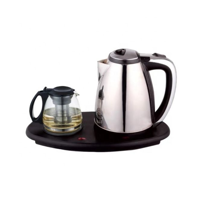 Ensemble de théière double bouilloire électrique en verre en acier inoxydable Ensemble de théière double bouilloire électrique en verre en acier inoxydable