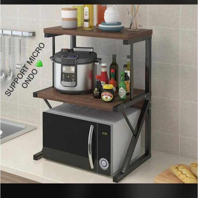 Étagère Support Micro-onde épices et autres Metal et bois Étagère Support Micro-onde épices et autres Metal et bois