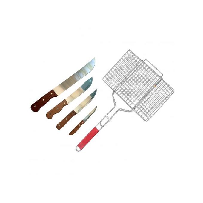 Grillage barbecue + 3 couteaux et 1 mini machette Grillage barbecue + 3 couteaux et 1 mini machette