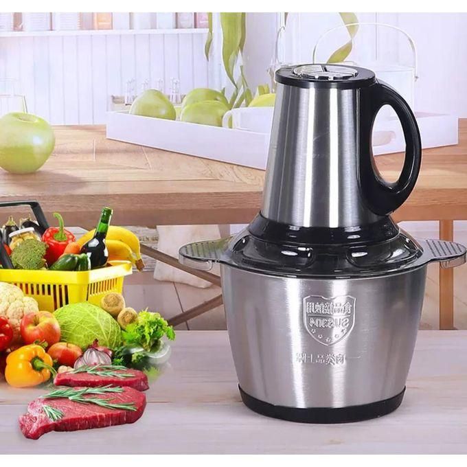 Hachoir à Viande Electrique - Inox - 2 Litres - Trancheuse à Tranches D'Oignons - Gris Hachoir à Viande Electrique - Inox - 2 Litres - Trancheuse à Tranches D'Oignons - Gris