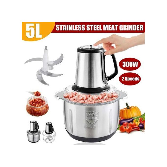 Hachoir à Viande Electrique - Inox - 5 Litres - Trancheuse Hachoir à Viande Electrique - Inox - 5 Litres - Trancheuse