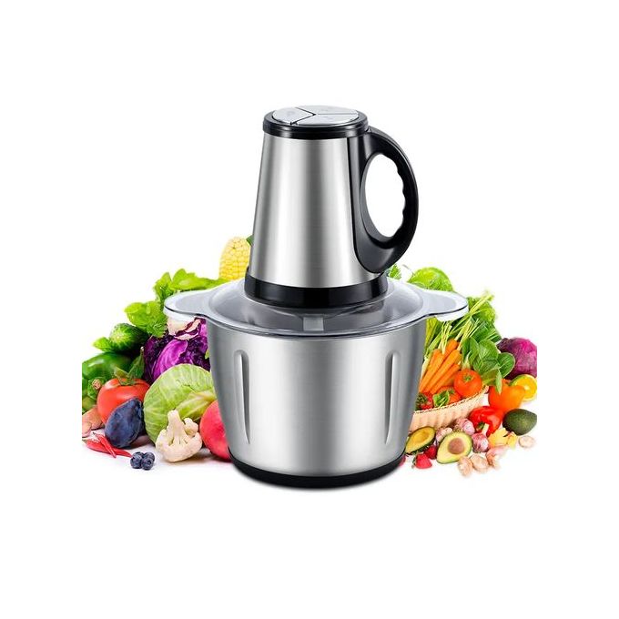 Kitchen Hachoir à Viande et Legumes Electrique Inox 2 Litres - Trancheuse à Tranches D'Oignons Kitchen Hachoir à Viande et Legumes Electrique Inox 2 Litres - Trancheuse à Tranches D'Oignons