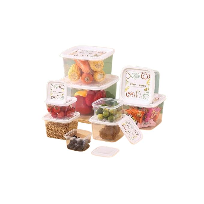 Lot de 10 boîtes de conservation alimentaires en plastique réutilisables Lot de 10 boîtes de conservation alimentaires en plastique réutilisables