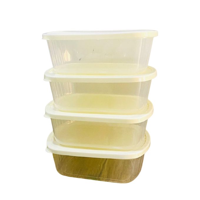 Lot de 4 boîtes de rangement en plastique avec couvercles Lot de 4 boîtes de rangement en plastique avec couvercles