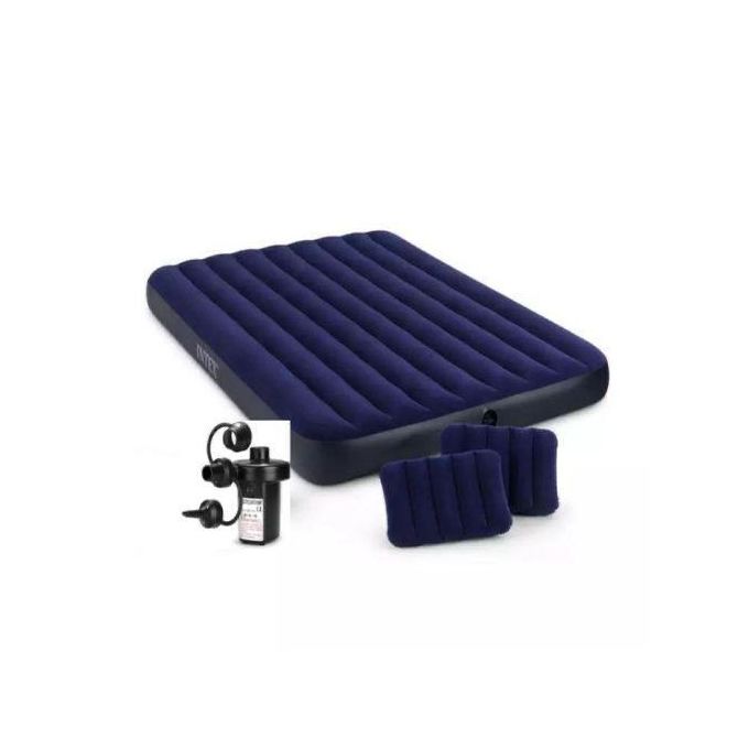 Matelas Gonflable 2 Places + 2 coussins + gonfleur électrique 1.52x2.03x25cm Matelas Gonflable 2 Places + 2 coussins + gonfleur électrique 1.52x2.03x25cm