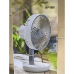 Mini Ventilateur Rechargeable - 3 vitesse avec rotation et ampoule - Blanc/Gris