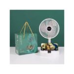 Pack 02 Mini Ventilateurs Silencieux / Rechargeable - Ondulation - Vert et blanc