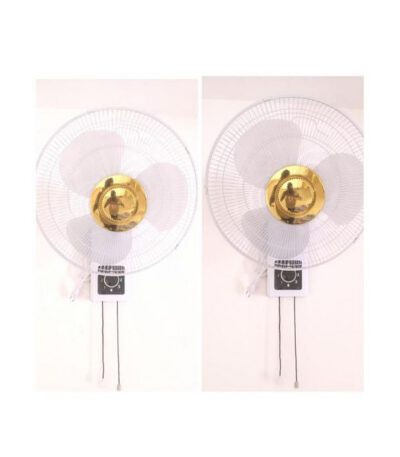 Pack de 2 Ventilateurs Mural - 16" Oscillation à 90 Degrés - Sans Télécommande - Blanc/Or