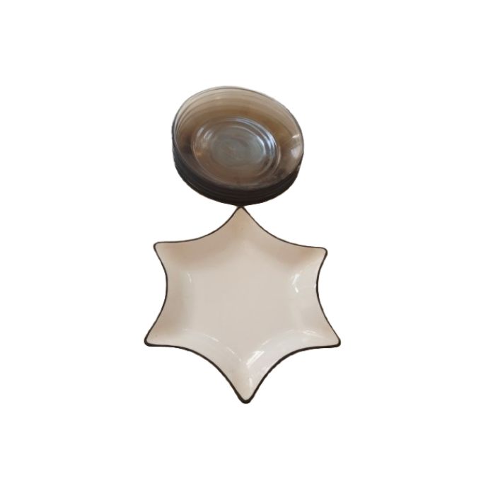 Pack de 6 plats de service cinq en verre une en porcelaine Pack de 6 plats de service cinq en verre une en porcelaine