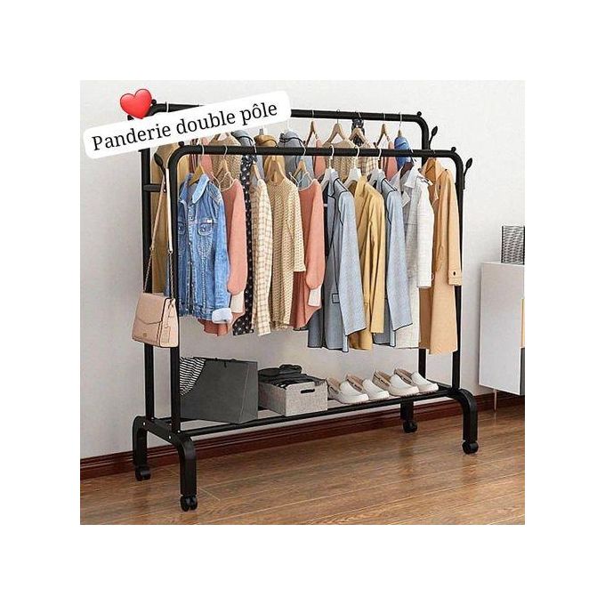 Penderie Pour Habits, Chaussures, Sacs, Porte-Vêtements À Double Pôle, Porte-Manteau Au Sol, Rail À Vêtements Pliant D'Intérieur,4 Crochets Grand Modele Penderie Pour Habits, Chaussures, Sacs, Porte-Vêtements À Double Pôle, Porte-Manteau Au Sol, Rail À Vêtements Pliant D'Intérieur,4 Crochets Grand Modele