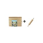 Planche À Découper en Bois - Bambou + 1 Rouleau De Cuisine - Marron