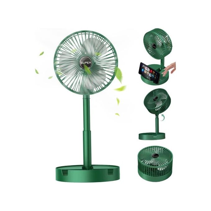 Portable Folding USB Rechargeable Fan 3 Speeds - Green Portable Folding USB Rechargeable Fan 3 Speeds - Green
