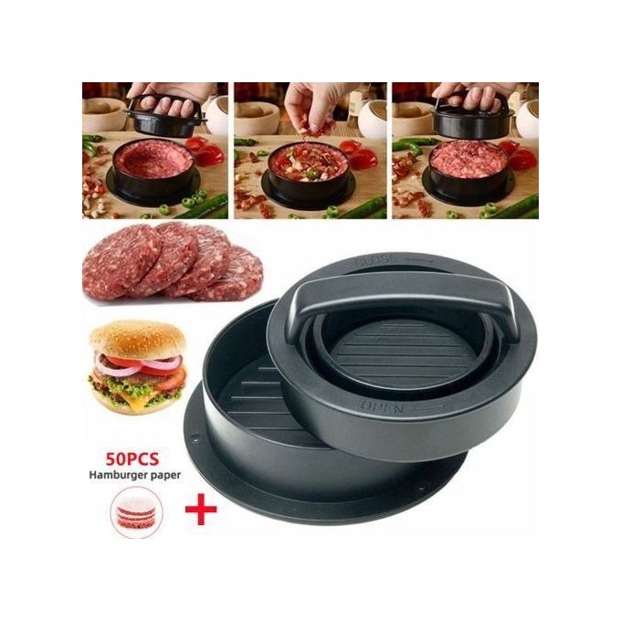 Presse Hamburger ABS + 50pcs Papier Huilé, Accessoires De Cuisine Presse Hamburger ABS + 50pcs Papier Huilé, Accessoires De Cuisine