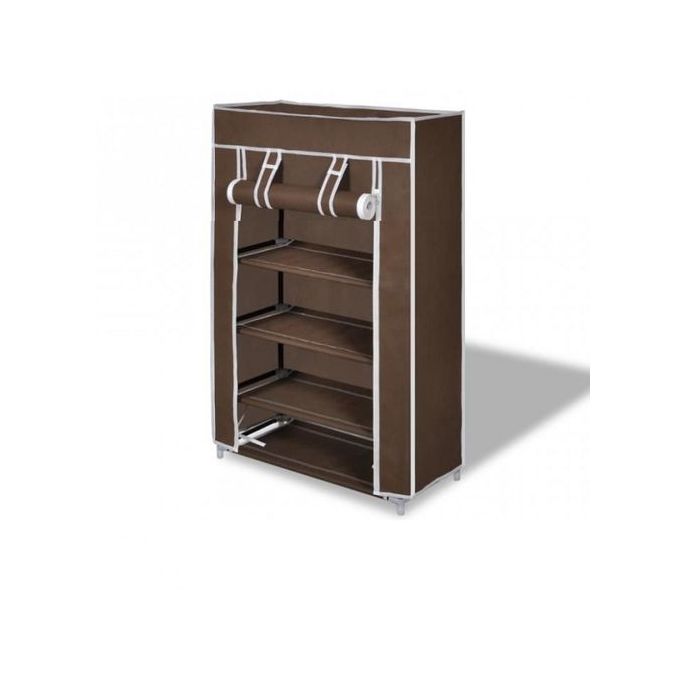 Rangement de Chaussures de 4 Étagères pour 12 Chaussures - Rabattable - Marron Rangement de Chaussures de 4 Étagères pour 12 Chaussures - Rabattable - Marron