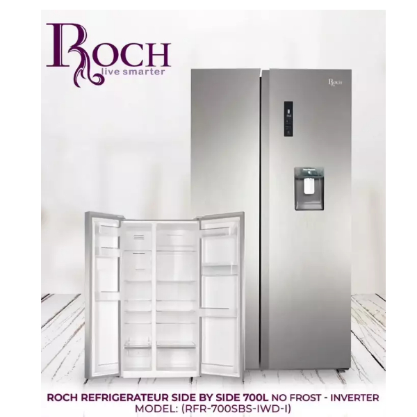 REFRIGERATEUR ROCH SIDE BY SIDE 2PORTES AVEC FONTAINE GRIS RFR700SBSIWD REFRIGERATEUR ROCH SIDE BY SIDE 2PORTES AVEC FONTAINE GRIS RFR700SBSIWD