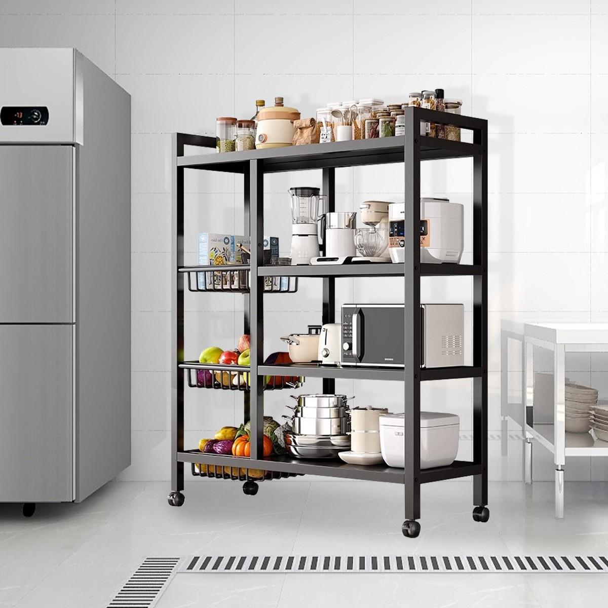 s-l1200 Etagère de Cuisine à Roulettes avec Panier d'égouttage Amovible - Rangement à 5 Niveaux - Lenix dakar senegal