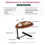 Table d'appoint ovale en forme de C en boit et metal -45 x 30 x 60 cm
