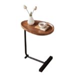Table d'appoint ovale en forme de C en boit et metal -45 x 30 x 60 cm