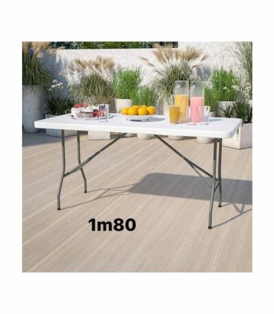Table Pliable 1,80 Mètres en plastique avec pieds en métal - 4 pieds