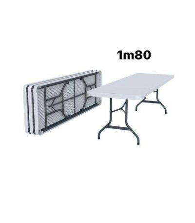Table Pliable 1,80 Mètres en plastique avec pieds en métal - 4 pieds