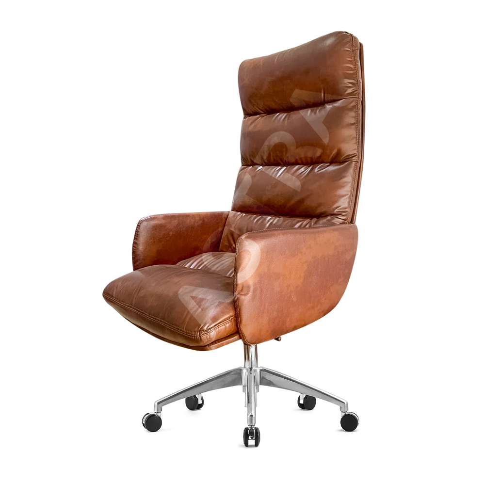 Fauteuil Ministre en croûte de Cuir Marron Fauteuil Ministre en croûte de Cuir Marron